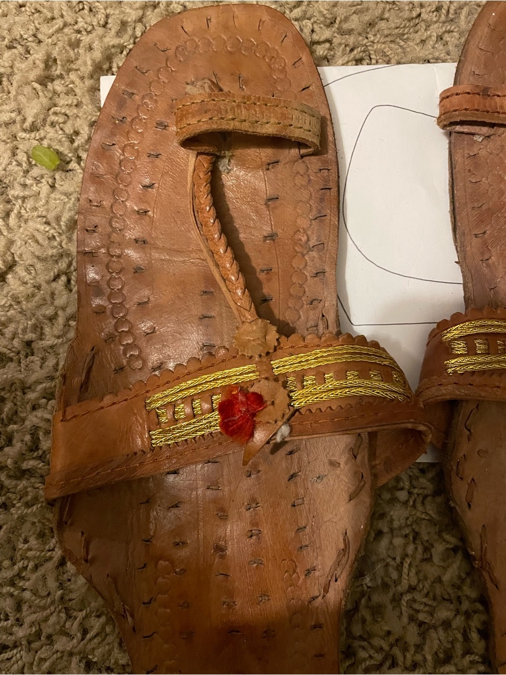Handcrafted Brown Leather Women’s Sandals with Gold Trim